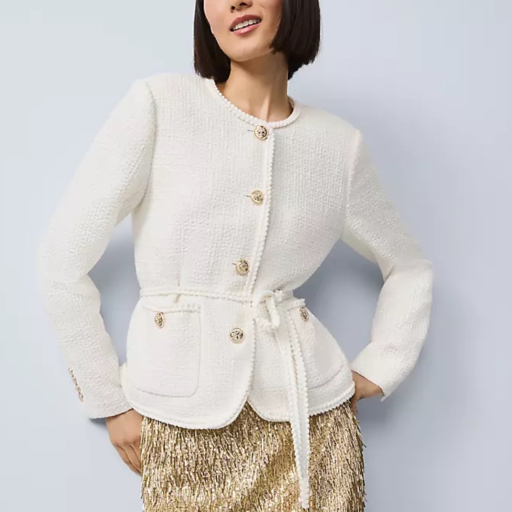 Ann Taylor Tweed Belted Jacket
